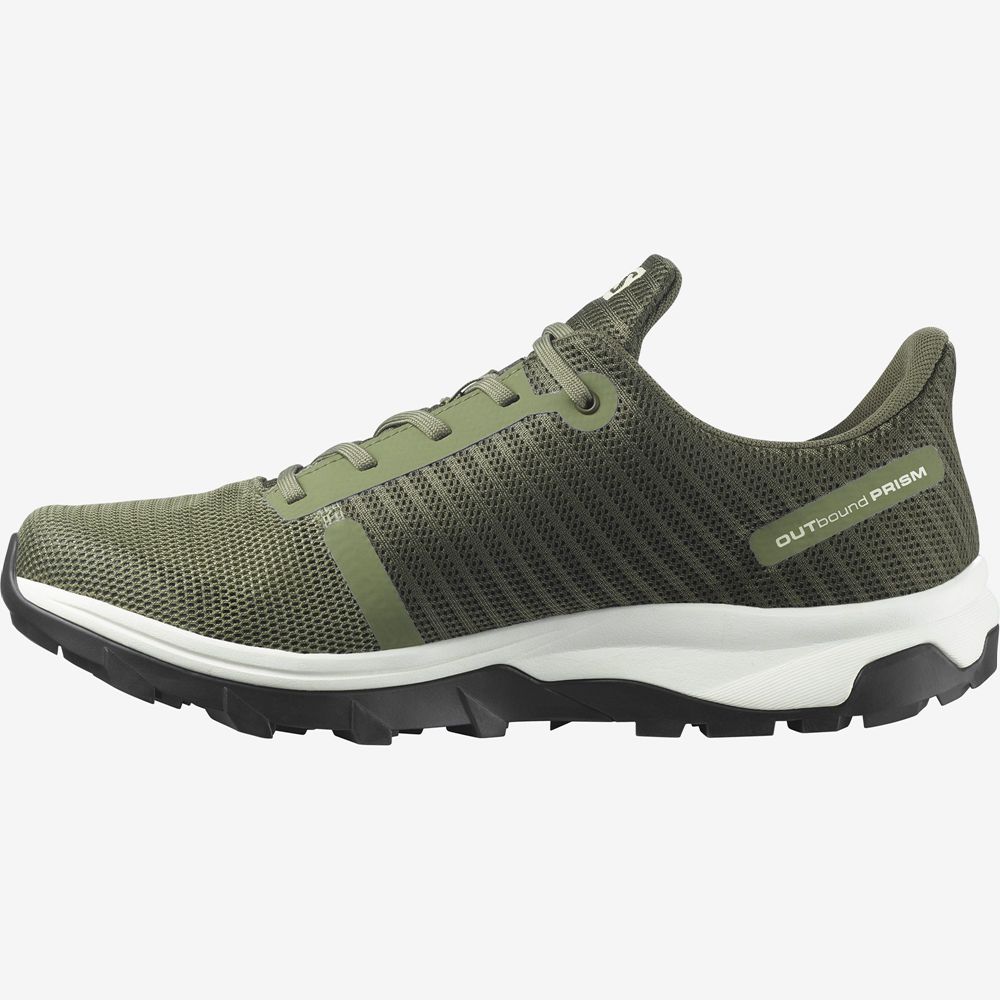 Salomon Singapore Mens Hiking Shoes - OUTBOUND PRISM GORE-TEX Olive Green | 95362-JXPL